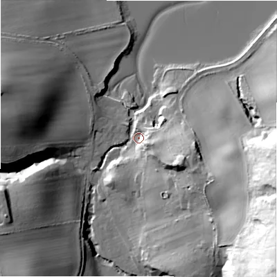 Shaded relief map of the ground around NE707EE, computed from Environment Agency LiDAR. The ground here sits at about 4 m above sea level and falls 57 m across the surrounding 800 m. Surface water reaching this point runs off ground lying to the south-east, 51.2 m higher.