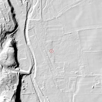 Shaded relief map of the ground around NE716AG, computed from Environment Agency LiDAR. The ground here sits at about 52 m above sea level and falls 61 m across the surrounding 800 m. Surface water reaching this point runs off ground lying to the south-south-west, 1.5 m higher.