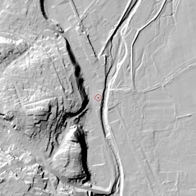 Shaded relief map of the ground around NE716SN, computed from Environment Agency LiDAR. The ground here sits at about 51 m above sea level and falls 51 m across the surrounding 800 m. Surface water reaching this point runs off ground lying to the south-west, 45.3 m higher.