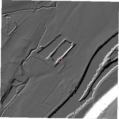 Shaded relief map of the ground around NG147FT, computed from Environment Agency LiDAR. The ground here sits at about 16 m above sea level and falls 52 m across the surrounding 800 m. Surface water reaching this point runs off ground lying to the south-west, 4.0 m higher.