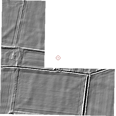 Shaded relief map of the ground around NG322AX, computed from Environment Agency LiDAR. and falls 4 m across the surrounding 800 m.
