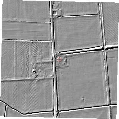 Shaded relief map of the ground around NG349SG, computed from Environment Agency LiDAR. The ground here sits at about 11 m above sea level and falls 8 m across the surrounding 800 m. Surface water reaching this point runs off ground lying to the west-north-west, 0.8 m higher.