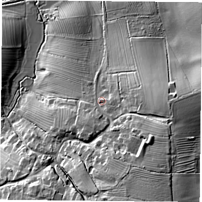 Shaded relief map of the ground around NN113SW, computed from Environment Agency LiDAR. The ground here sits at about 146 m above sea level and falls 31 m across the surrounding 800 m. Surface water reaching this point runs off ground lying to the south-south-east, 10.0 m higher.
