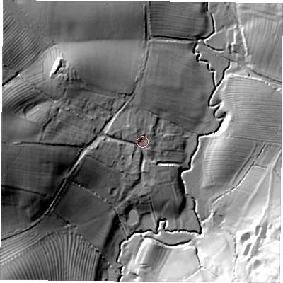 Shaded relief map of the ground around NN113TU, computed from Environment Agency LiDAR. The ground here sits at about 132 m above sea level and falls 39 m across the surrounding 800 m. Surface water reaching this point runs off ground lying to the west, 28.4 m higher.