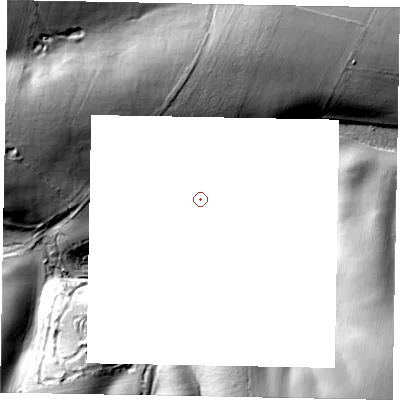 Shaded relief map of the ground around NN143NB, computed from Environment Agency LiDAR. and falls 36 m across the surrounding 800 m.