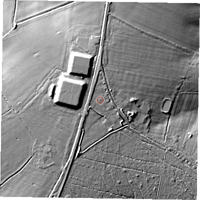 Shaded relief map of the ground around NN69TD, computed from Environment Agency LiDAR. The ground here sits at about 139 m above sea level and falls 15 m across the surrounding 800 m. Surface water reaching this point runs off ground lying to the north, 1.4 m higher.