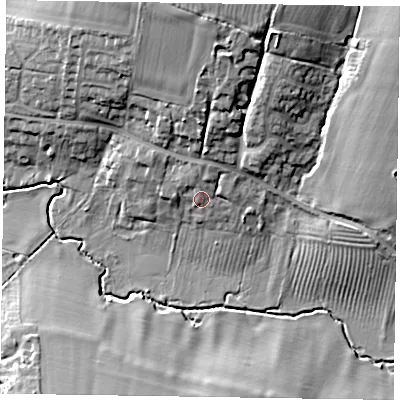 Shaded relief map of the ground around NN72EP, computed from Environment Agency LiDAR. The ground here sits at about 89 m above sea level and falls 22 m across the surrounding 800 m. Surface water reaching this point runs off ground lying to the north-north-east, 5.1 m higher.