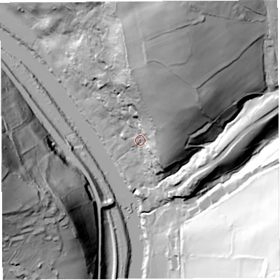 Shaded relief map of the ground around NP167NQ, computed from Environment Agency LiDAR. The ground here sits at about 18 m above sea level and falls 83 m across the surrounding 800 m. Surface water reaching this point runs off ground lying to the north-north-east, 67.5 m higher.