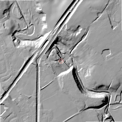 Shaded relief map of the ground around OL162UJ, computed from Environment Agency LiDAR. The ground here sits at about 137 m above sea level and falls 29 m across the surrounding 800 m. Surface water reaching this point runs off ground lying to the south-south-east, 21.2 m higher.