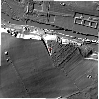 Shaded relief map of the ground around OX108LN, computed from Environment Agency LiDAR. The ground here sits at about 67 m above sea level and falls 36 m across the surrounding 800 m. Surface water reaching this point runs off ground lying to the west, 5.0 m higher.