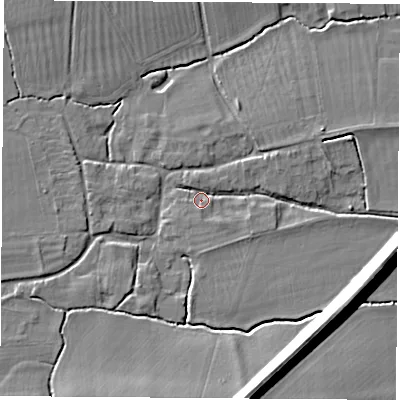 Shaded relief map of the ground around OX110NE, computed from Environment Agency LiDAR. The ground here sits at about 63 m above sea level and falls 17 m across the surrounding 800 m. Surface water reaching this point runs off ground lying to the south-south-east, 15.1 m higher.