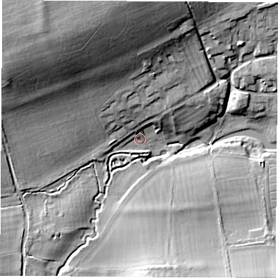 Shaded relief map of the ground around OX128PD, computed from Environment Agency LiDAR. The ground here sits at about 89 m above sea level and falls 28 m across the surrounding 800 m. Surface water reaching this point runs off ground lying to the north-west, 26.2 m higher.