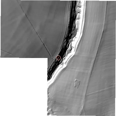 Shaded relief map of the ground around OX129LL, computed from Environment Agency LiDAR. The ground here sits at about 112 m above sea level and falls 29 m across the surrounding 800 m. Surface water reaching this point runs off ground lying to the north-west, 27.1 m higher.