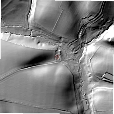 Shaded relief map of the ground around OX156JD, computed from Environment Agency LiDAR. The ground here sits at about 119 m above sea level and falls 33 m across the surrounding 800 m. Surface water reaching this point runs off ground lying to the west-south-west, 28.9 m higher.