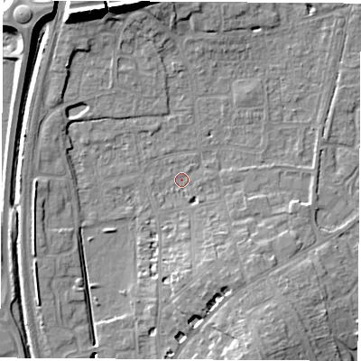 Shaded relief map of the ground around OX163HG, computed from Environment Agency LiDAR. The ground here sits at about 91 m above sea level and falls 14 m across the surrounding 800 m. Surface water reaching this point runs off ground lying to the north-north-west, 14.0 m higher.