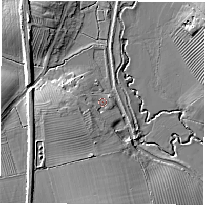 Shaded relief map of the ground around OX171PX, computed from Environment Agency LiDAR. The ground here sits at about 101 m above sea level and falls 13 m across the surrounding 800 m. Surface water reaching this point runs off ground lying to the west-south-west, 6.8 m higher.