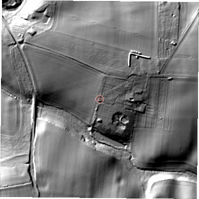 Shaded relief map of the ground around OX173AY, computed from Environment Agency LiDAR. The ground here sits at about 109 m above sea level and falls 31 m across the surrounding 800 m. Surface water reaching this point runs off ground lying to the north-east, 10.7 m higher.