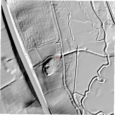 Shaded relief map of the ground around OX173JN, computed from Environment Agency LiDAR. The ground here sits at about 89 m above sea level and falls 31 m across the surrounding 800 m. Surface water reaching this point runs off ground lying to the west-south-west, 17.9 m higher.