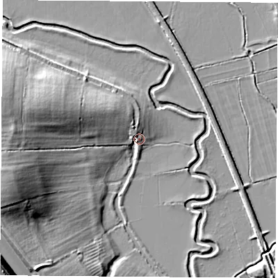 Shaded relief map of the ground around OX173JP, computed from Environment Agency LiDAR. The ground here sits at about 85 m above sea level and falls 22 m across the surrounding 800 m. Surface water reaching this point runs off ground lying to the north-west, 4.9 m higher.