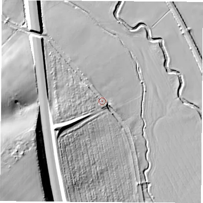 Shaded relief map of the ground around OX173JW, computed from Environment Agency LiDAR. The ground here sits at about 90 m above sea level and falls 31 m across the surrounding 800 m. Surface water reaching this point runs off ground lying to the west-south-west, 17.1 m higher.