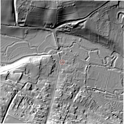 Shaded relief map of the ground around OX184RN, computed from Environment Agency LiDAR. The ground here sits at about 101 m above sea level and falls 39 m across the surrounding 800 m. Surface water reaching this point runs off ground lying to the south-west, 36.8 m higher.