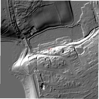 Shaded relief map of the ground around OX201XH, computed from Environment Agency LiDAR. The ground here sits at about 81 m above sea level and falls 24 m across the surrounding 800 m. Surface water reaching this point runs off ground lying to the south-south-east, 12.1 m higher.