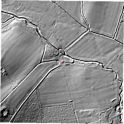 Shaded relief map of the ground around OX279AN, computed from Environment Agency LiDAR. The ground here sits at about 91 m above sea level and falls 15 m across the surrounding 800 m. Surface water reaching this point runs off ground lying to the south-west, 13.8 m higher.
