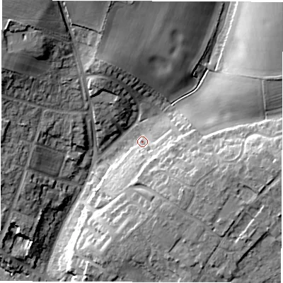 Shaded relief map of the ground around OX281HN, computed from Environment Agency LiDAR. The ground here sits at about 86 m above sea level and falls 20 m across the surrounding 800 m. Surface water reaching this point runs off ground lying to the south-east, 8.0 m higher.