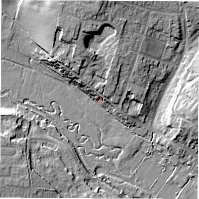 Shaded relief map of the ground around OX281HX, computed from Environment Agency LiDAR. The ground here sits at about 85 m above sea level and falls 19 m across the surrounding 800 m. Surface water reaching this point runs off ground lying to the north, 17.2 m higher.