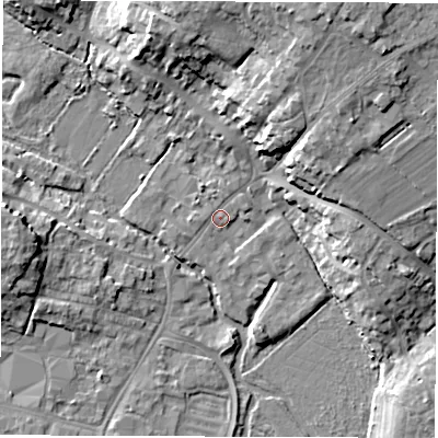 Shaded relief map of the ground around OX281HY, computed from Environment Agency LiDAR. The ground here sits at about 81 m above sea level and falls 16 m across the surrounding 800 m. Surface water reaching this point runs off ground lying to the west-south-west, 1.5 m higher.