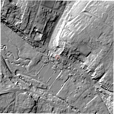 Shaded relief map of the ground around OX281NJ, computed from Environment Agency LiDAR. The ground here sits at about 85 m above sea level and falls 17 m across the surrounding 800 m. Surface water reaching this point runs off ground lying to the north-east, 6.0 m higher.