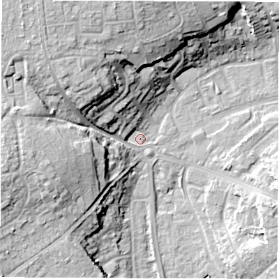 Shaded relief map of the ground around OX285YA, computed from Environment Agency LiDAR. The ground here sits at about 81 m above sea level and falls 21 m across the surrounding 800 m. Surface water reaching this point runs off ground lying to the north-west, 18.5 m higher.