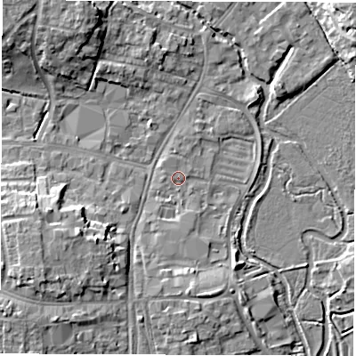Shaded relief map of the ground around OX286ZJ, computed from Environment Agency LiDAR. The ground here sits at about 81 m above sea level and falls 10 m across the surrounding 800 m. Surface water reaching this point runs off ground lying to the south-south-east, 1.2 m higher.