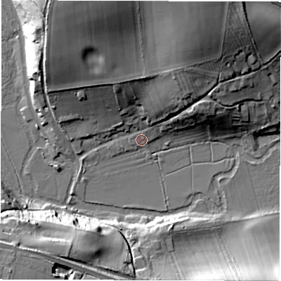 Shaded relief map of the ground around OX290RN, computed from Environment Agency LiDAR. The ground here sits at about 89 m above sea level and falls 31 m across the surrounding 800 m. Surface water reaching this point runs off ground lying to the north-north-west, 22.9 m higher.