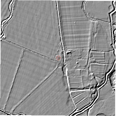 Shaded relief map of the ground around OX294JQ, computed from Environment Agency LiDAR. The ground here sits at about 61 m above sea level and falls 3 m across the surrounding 800 m. Surface water reaching this point runs off ground lying to the north-north-east, 0.6 m higher.