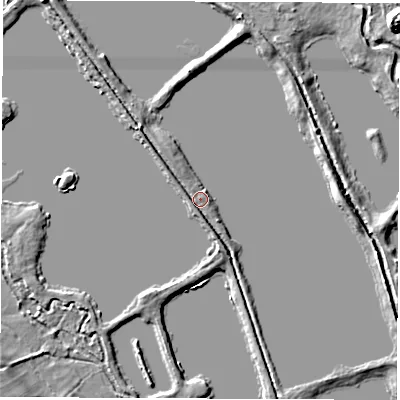 Shaded relief map of the ground around OX295AD, computed from Environment Agency LiDAR. The ground here sits at about 69 m above sea level and falls 8 m across the surrounding 800 m. Surface water reaching this point runs off ground lying to the south-east, 1.8 m higher.