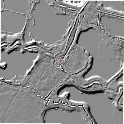 Shaded relief map of the ground around OX295AN, computed from Environment Agency LiDAR. The ground here sits at about 73 m above sea level and falls 10 m across the surrounding 800 m. Surface water reaching this point runs off ground lying to the north-west, 2.5 m higher.