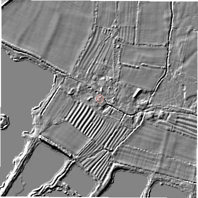 Shaded relief map of the ground around OX295AS, computed from Environment Agency LiDAR. The ground here sits at about 63 m above sea level and falls 6 m across the surrounding 800 m. Surface water reaching this point runs off ground lying to the south-south-west, 0.7 m higher.