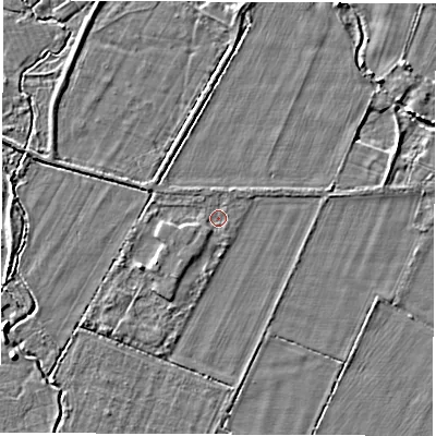Shaded relief map of the ground around OX295AZ, computed from Environment Agency LiDAR. The ground here sits at about 64 m above sea level and falls 3 m across the surrounding 800 m. Surface water reaching this point runs off ground lying to the west-south-west, 1.0 m higher.