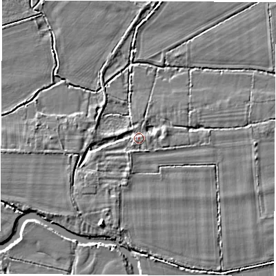 Shaded relief map of the ground around OX295SY, computed from Environment Agency LiDAR. The ground here sits at about 64 m above sea level and falls 3 m across the surrounding 800 m. Surface water reaching this point runs off ground lying to the south-south-west, 2.0 m higher.