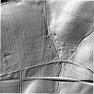 Shaded relief map of the ground around OX296XD, computed from Environment Agency LiDAR. The ground here sits at about 79 m above sea level and falls 20 m across the surrounding 800 m. Surface water reaching this point runs off ground lying to the west-north-west, 11.2 m higher.