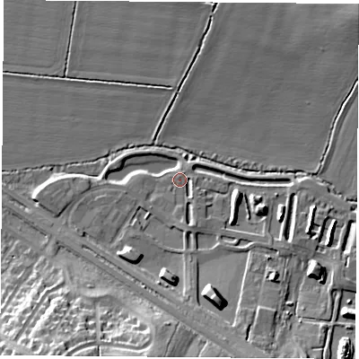 Shaded relief map of the ground around OX39GE, computed from Environment Agency LiDAR. The ground here sits at about 65 m above sea level and falls 19 m across the surrounding 800 m. Surface water reaching this point runs off ground lying to the south-south-east, 10.7 m higher.