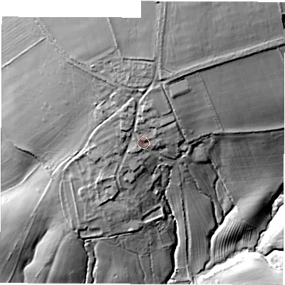 Shaded relief map of the ground around OX73JR, computed from Environment Agency LiDAR. The ground here sits at about 119 m above sea level and falls 42 m across the surrounding 800 m. Surface water reaching this point runs off ground lying to the north-east, 21.1 m higher.