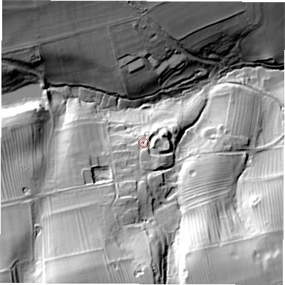Shaded relief map of the ground around OX74AY, computed from Environment Agency LiDAR. The ground here sits at about 146 m above sea level and falls 54 m across the surrounding 800 m. Surface water reaching this point runs off ground lying to the south-south-west, 14.7 m higher.