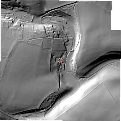 Shaded relief map of the ground around OX74DY, computed from Environment Agency LiDAR. The ground here sits at about 116 m above sea level and falls 31 m across the surrounding 800 m. Surface water reaching this point runs off ground lying to the north-west, 11.3 m higher.