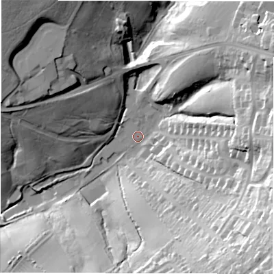 Shaded relief map of the ground around OX75HX, computed from Environment Agency LiDAR. The ground here sits at about 148 m above sea level and falls 61 m across the surrounding 800 m. Surface water reaching this point runs off ground lying to the east-south-east, 40.5 m higher.