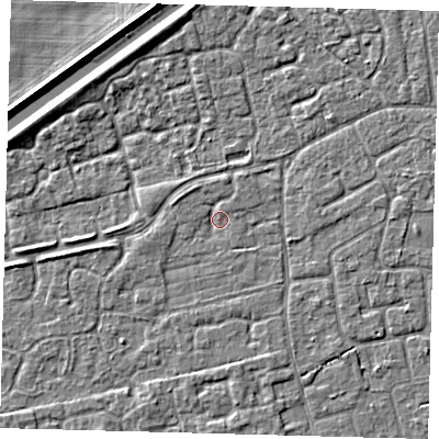 Shaded relief map of the ground around PE111DT, computed from Environment Agency LiDAR. The ground here sits at about 3 m above sea level and falls 4 m across the surrounding 800 m. Surface water reaching this point runs off ground lying to the west-north-west, 1.0 m higher.