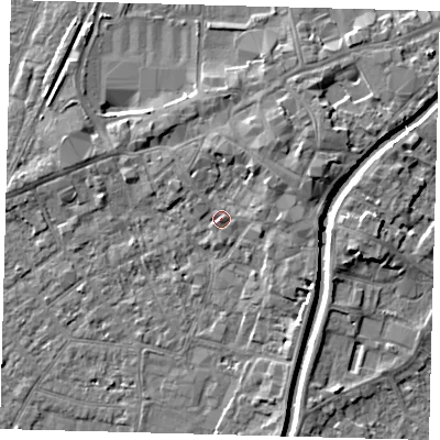 Shaded relief map of the ground around PE111FA, computed from Environment Agency LiDAR. The ground here sits at about 5 m above sea level and falls 5 m across the surrounding 800 m. Surface water reaching this point runs off ground lying to the north-east, 3.0 m higher.