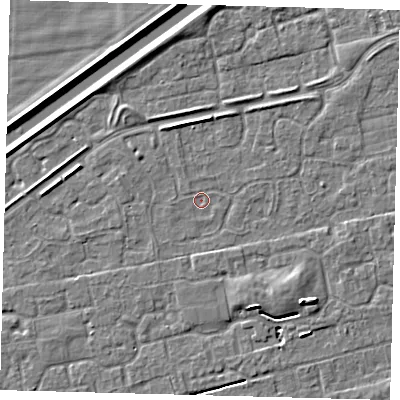 Shaded relief map of the ground around PE111HS, computed from Environment Agency LiDAR. The ground here sits at about 3 m above sea level and falls 5 m across the surrounding 800 m. Surface water reaching this point runs off ground lying to the south-east, 3.4 m higher.