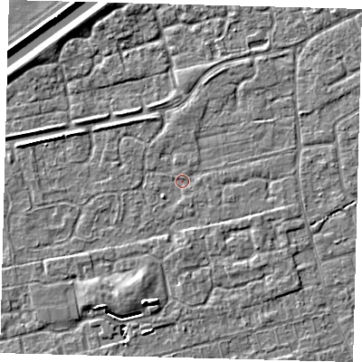 Shaded relief map of the ground around PE111HT, computed from Environment Agency LiDAR. The ground here sits at about 3 m above sea level and falls 5 m across the surrounding 800 m. Surface water reaching this point runs off ground lying to the north-north-east, 1.0 m higher.